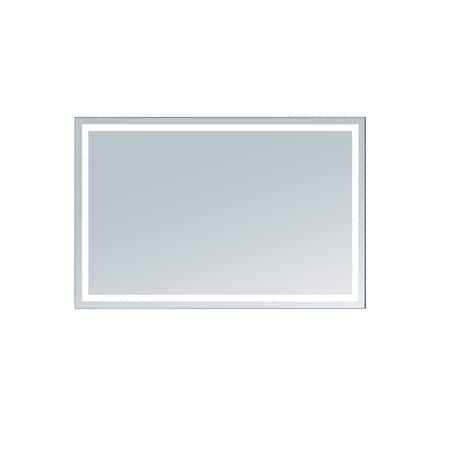 Eros 56 In. W X 36 In. H Rectangular LED Mirror With Built-in Controls, Cosmetic Mirror And Clock